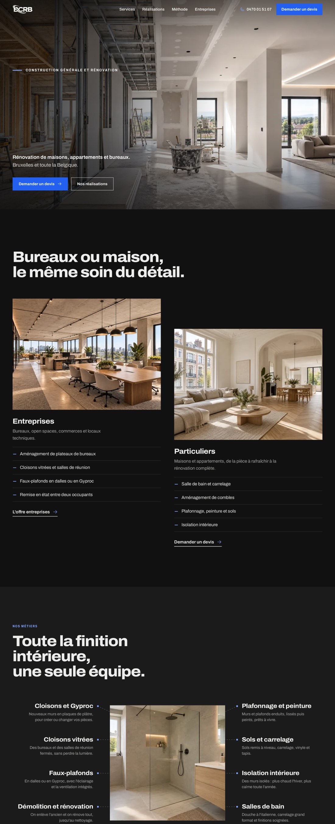 Site de BCRB, construction et rénovation, affiché sur ordinateur